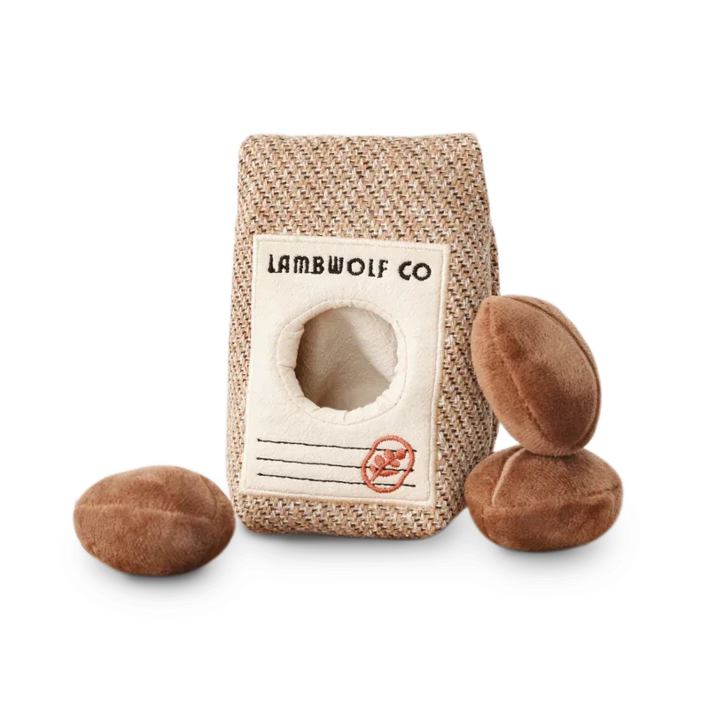 Lambwolf Coffee Beans Schnüffelspielzeug mit 3 Quietscher Kaffeebohnen