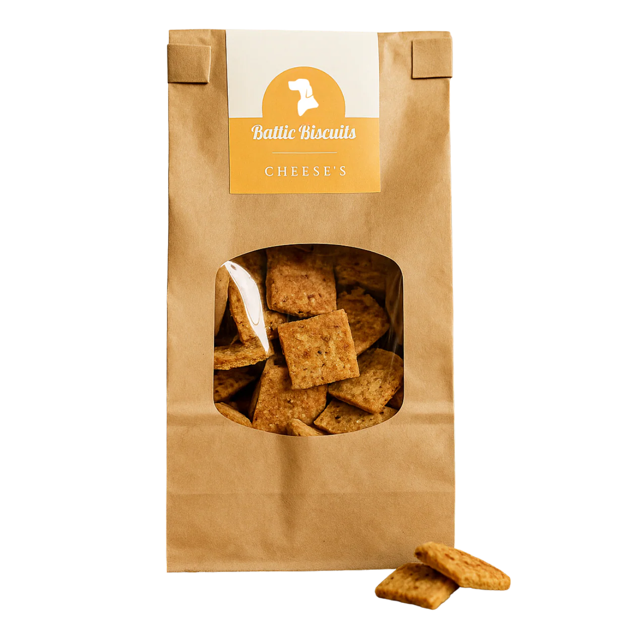 Baltic Biscuits Cheese’s Hundekekse mit Käse in nachhaltiger Papiertüte mit Sichtfenster