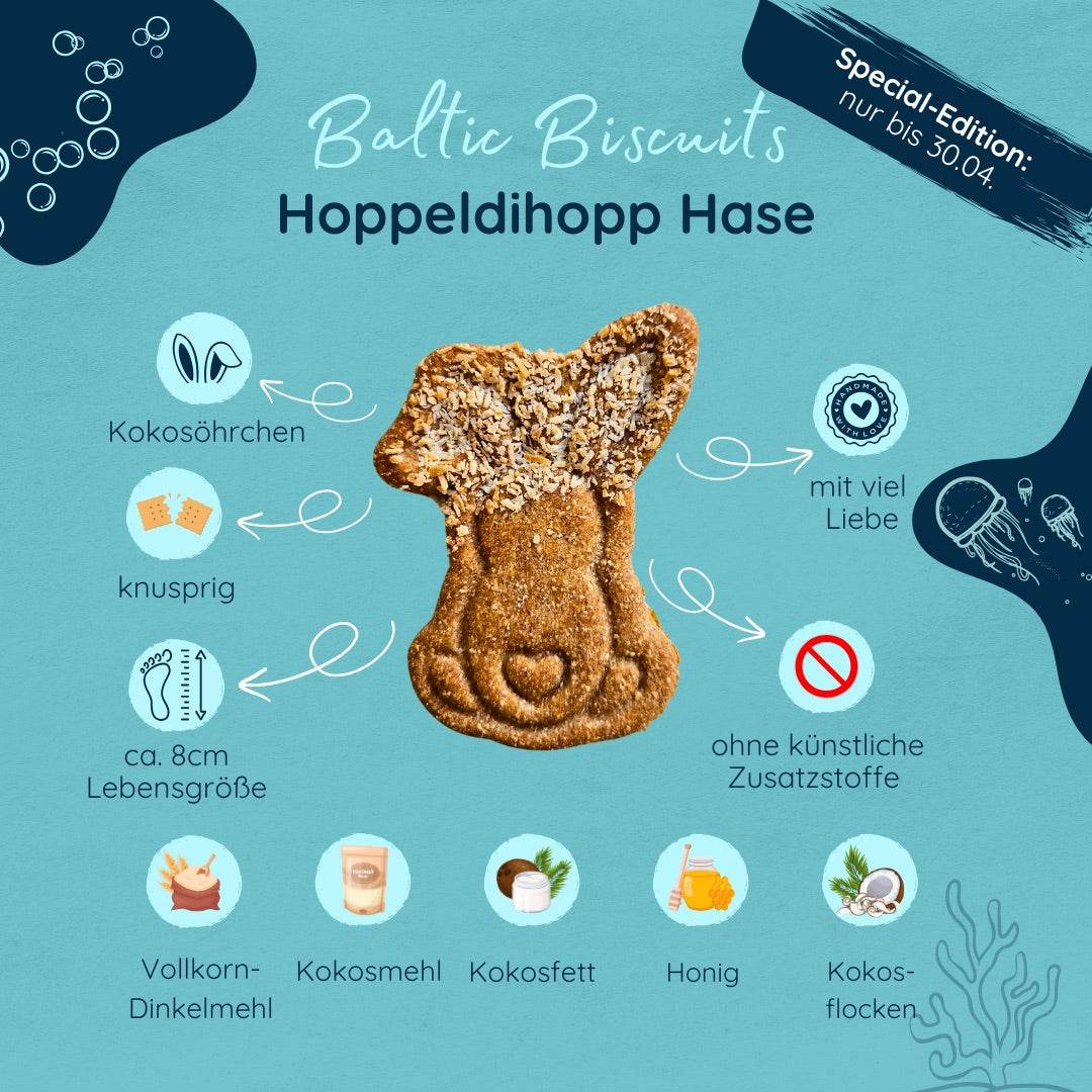 Hoppeldihopp Hase – Oster-Leckerli für Hunde von Baltic Biscuits - Beagletuff