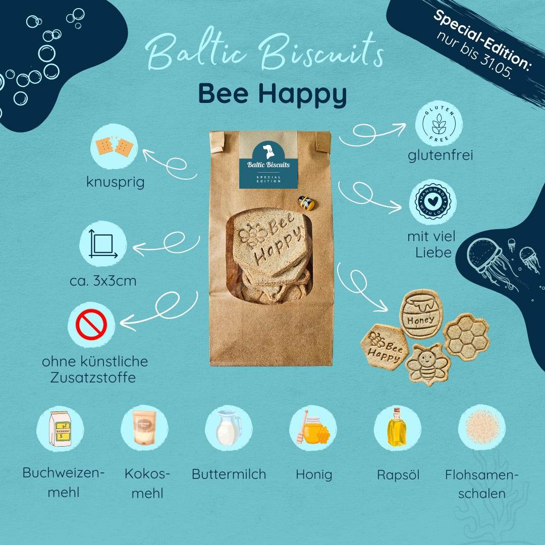 🐝 Bee Happy – Frühlingskekse mit Honig, Buttermilch & Flohsamenschalen von Baltic Biscuits - Beagletuff