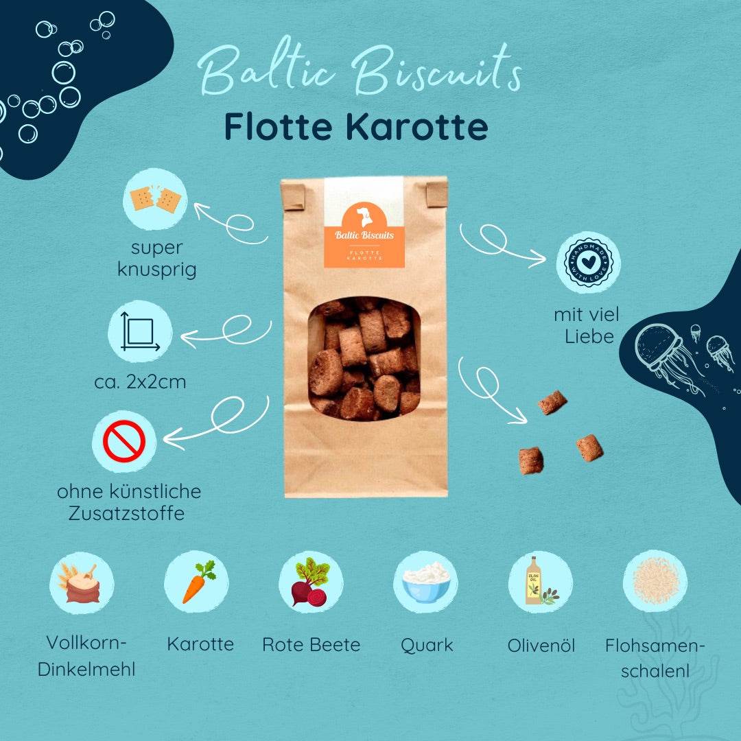 🥕 Flotte Karotte – Gemüse-Hundekekse mit Karotte, Rote Beete & Quark von Baltic Biscuits - Beagletuff