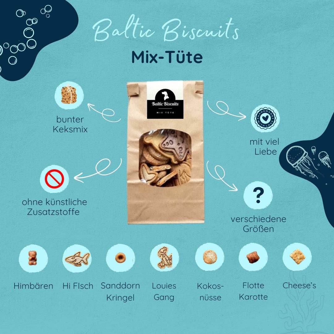 Mix-Tüte – Handgemachte Hundekekse in verschiedenen Sorten von Baltic Biscuits - Beagletuff