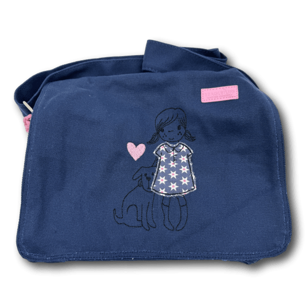 Canvastasche Schultertasche dunkelblau Edition Hundeliebe - Beagletuff