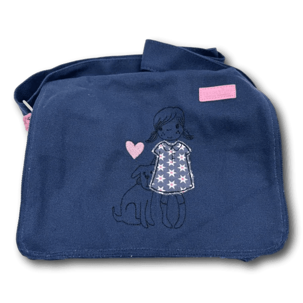 Canvastasche Schultertasche dunkelblau Edition Hundeliebe - Beagletuff