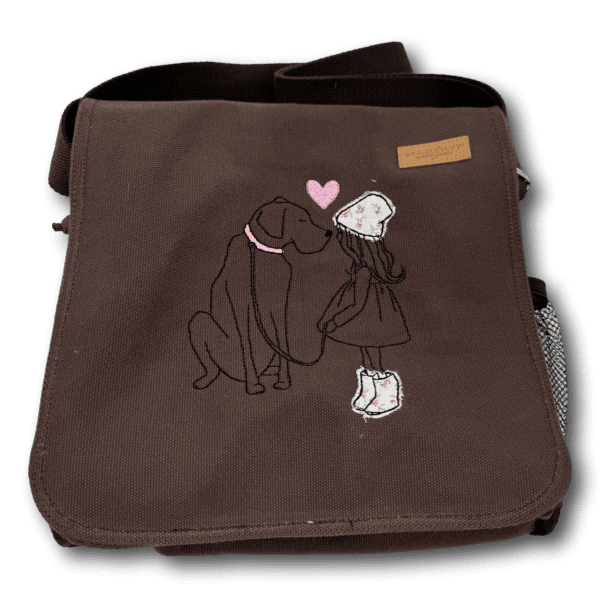 Canvastasche Schultertasche dunkelbraun Edition Hundeliebe - Beagletuff