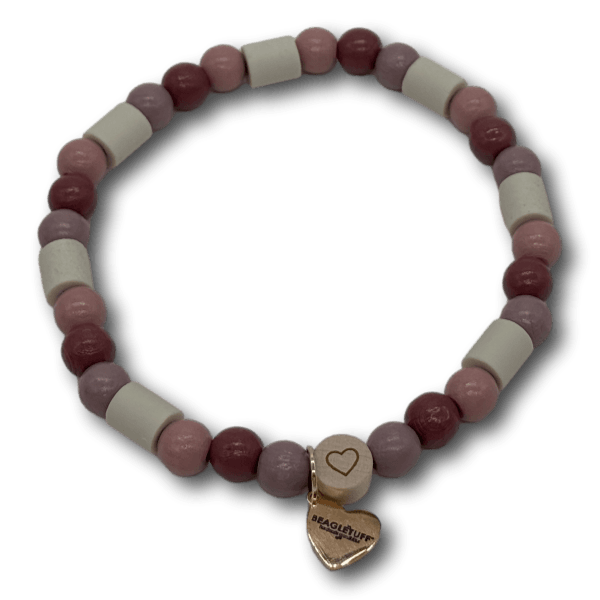 EM Keramik Perlenkette Hund Holzperlen altrosa mauve - Beagletuff