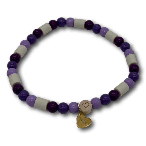 EM Keramik Perlenkette Hund Holzperlen lila/flieder - Beagletuff