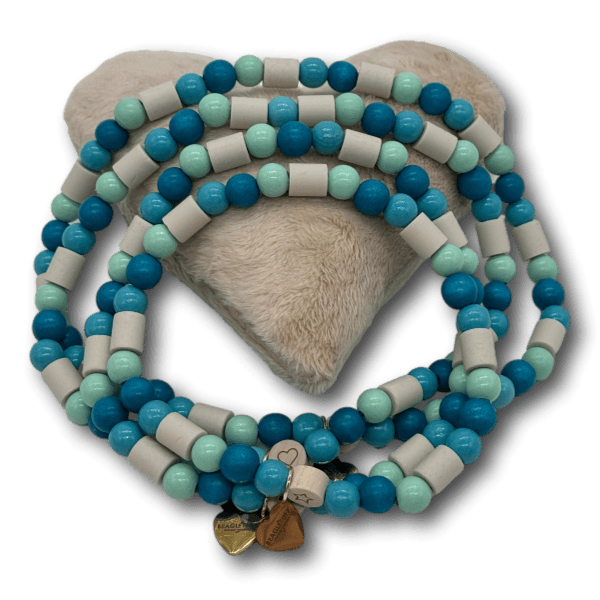 EM Keramik Perlenkette Hund Holzperlen türkis/mint - Beagletuff