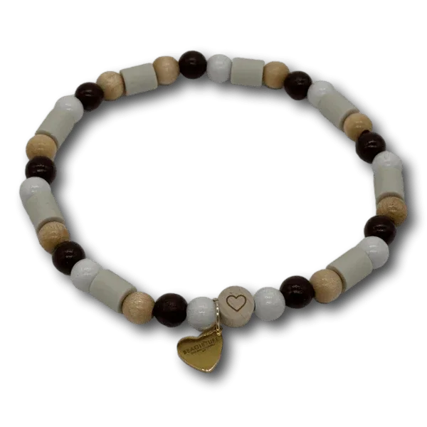 EM Keramik Perlenkette Hund Holzperlen braun/beige - Beagletuff