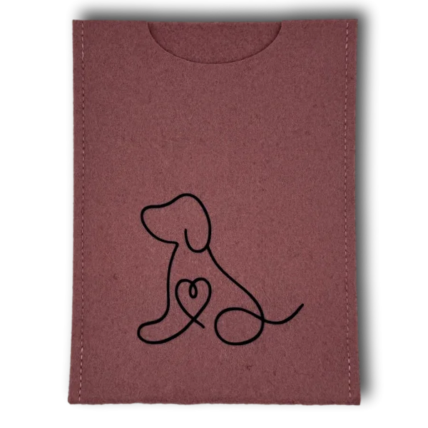 Filzhülle Heimtierausweis rosa hoch – Hund schwarz - Beagletuff