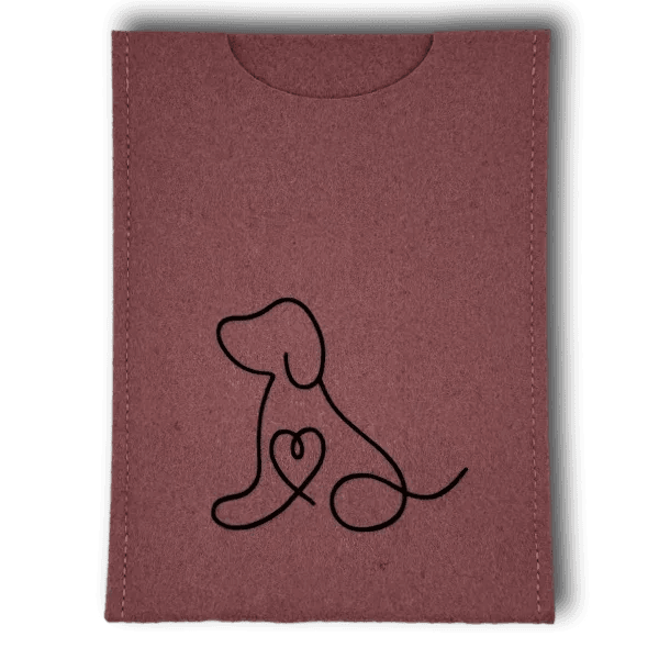 Filzhülle Heimtierausweis rosa hoch – Hund schwarz - Beagletuff