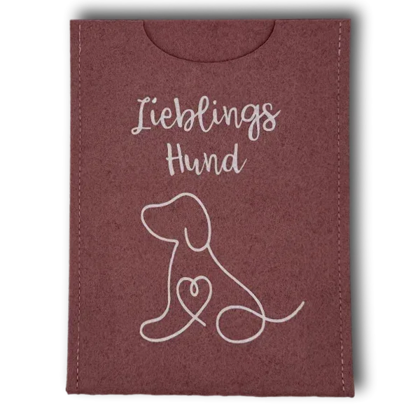 Filzhülle Heimtierausweis rosa hoch – Hund weiß - Beagletuff