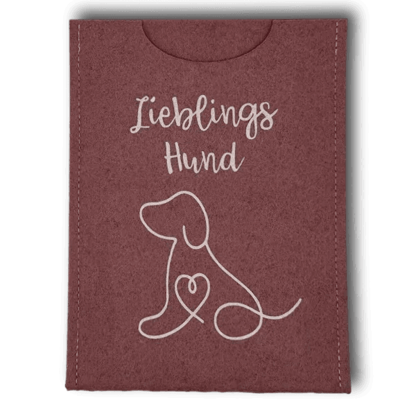 Filzhülle Heimtierausweis rosa hoch – Hund weiß - Beagletuff