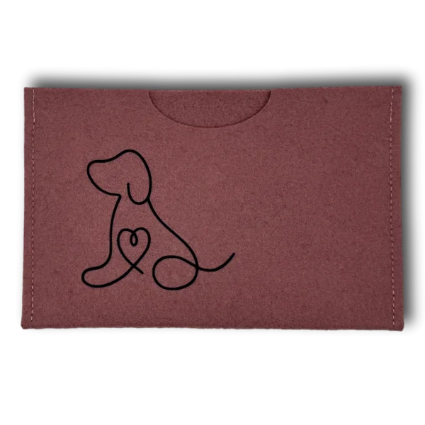 Filzhülle Heimtierausweis rosa quer – Hund schwarz - Beagletuff