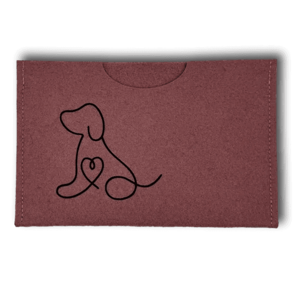 Filzhülle Heimtierausweis rosa quer – Hund schwarz - Beagletuff