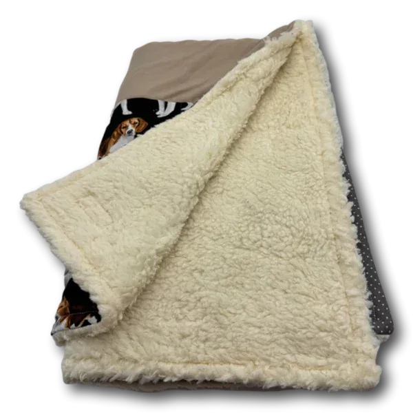 Hunde Kuscheldecke Patchwork Beagle taupe beige - Beagletuff