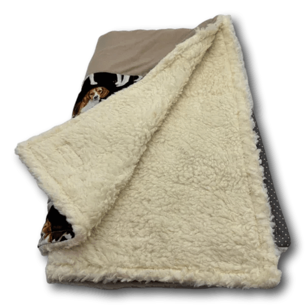 Hunde Kuscheldecke Patchwork Beagle taupe beige - Beagletuff