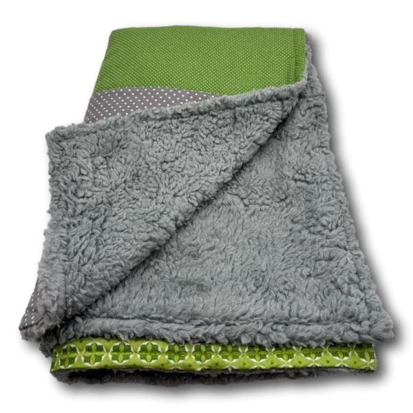 Hunde Kuscheldecke Patchwork Hundeliebe grün grau - Beagletuff