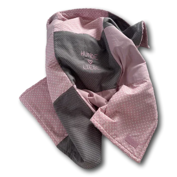 Hunde Kuscheldecke Patchwork Hundeliebe altrosa taupe - Beagletuff