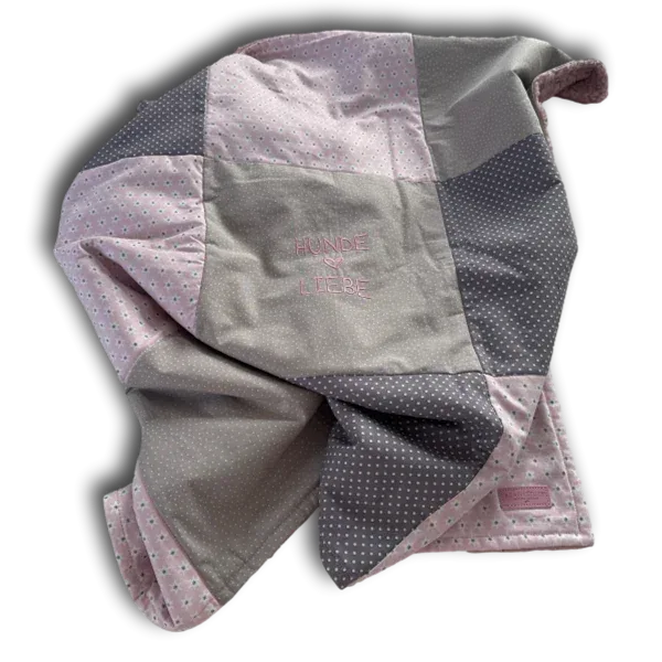 Hunde Kuscheldecke Patchwork Hundeliebe rosa grau - Beagletuff