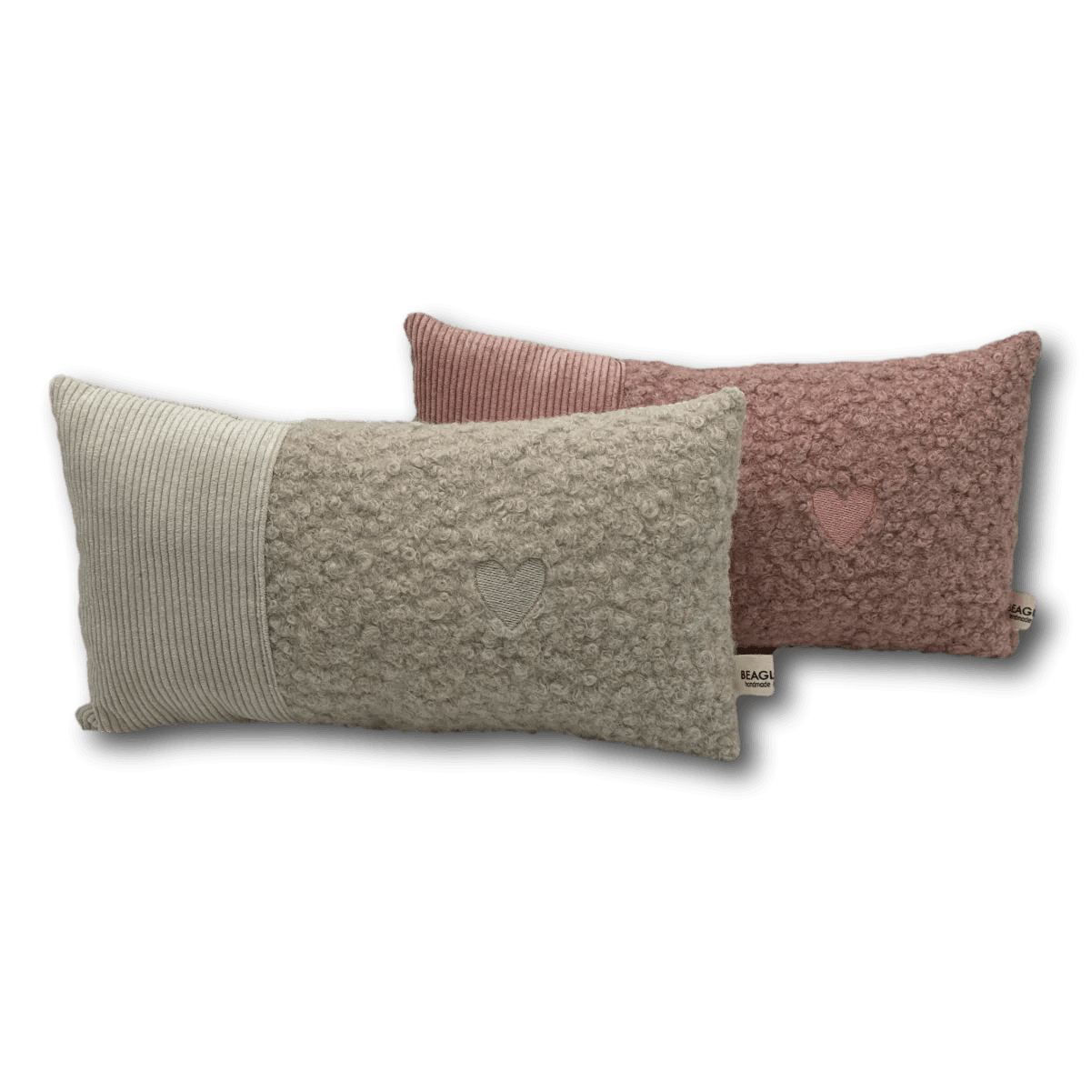 Schmusekissen mit Herz – Bouclé & Cord - Beagletuff