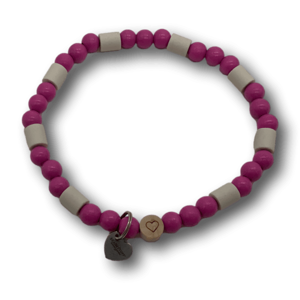 EM Keramik Perlenkette Hund Holzperlen pink - Beagletuff