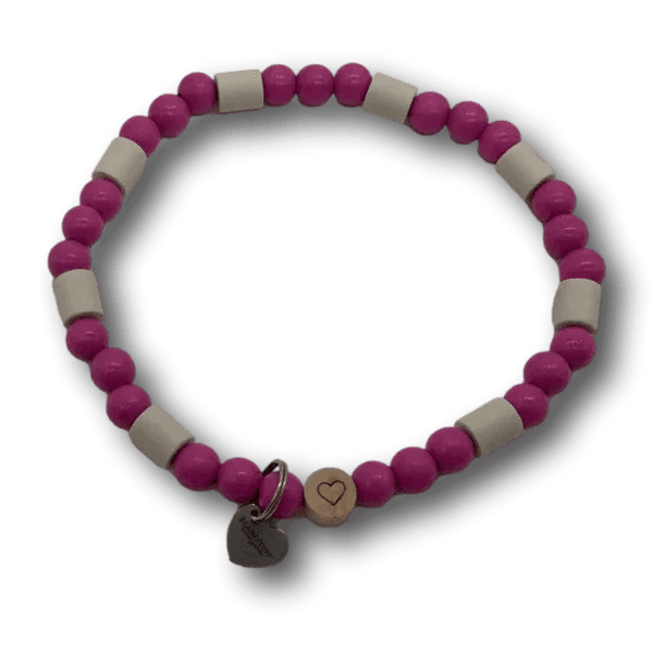 EM Keramik Perlenkette Hund Holzperlen pink - Beagletuff