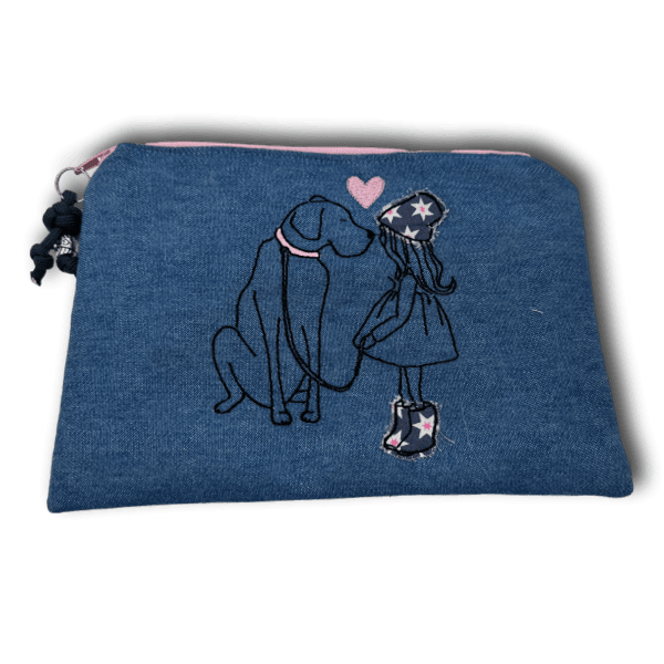 Täschchen Reißverschlußtäschchen Kosmetiktäschchen Jeans Hundeliebe 3 Größen - Beagletuff