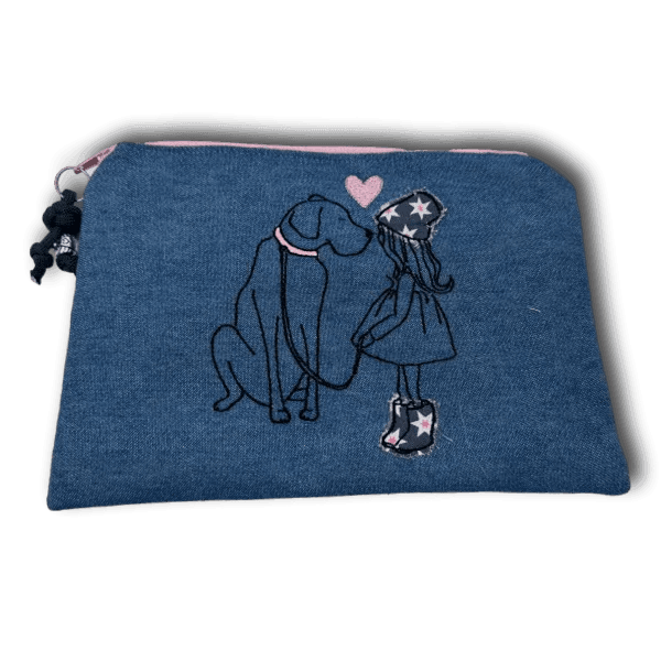 Täschchen Reißverschlußtäschchen Kosmetiktäschchen Jeans Hundeliebe 3 Größen - Beagletuff