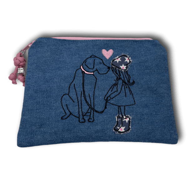 Täschchen Reißverschlußtäschchen Kosmetiktäschchen Jeans Hundeliebe 3 Größen - Beagletuff