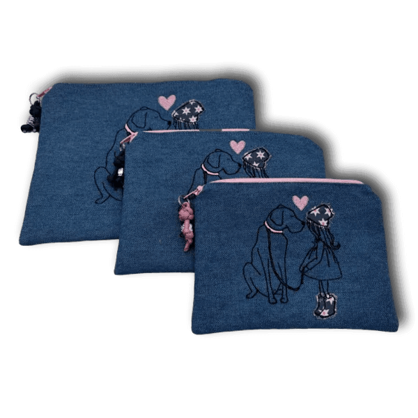 Täschchen Reißverschlußtäschchen Kosmetiktäschchen Jeans Hundeliebe 3 Größen - Beagletuff