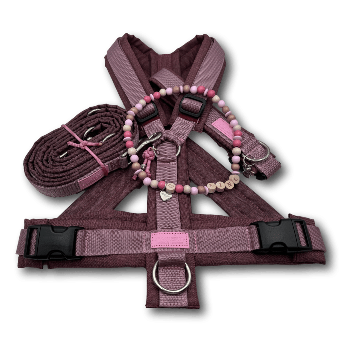 Perlenkette Hund Holzperlen individuell passend zum Hundegeschirr - Beagletuff