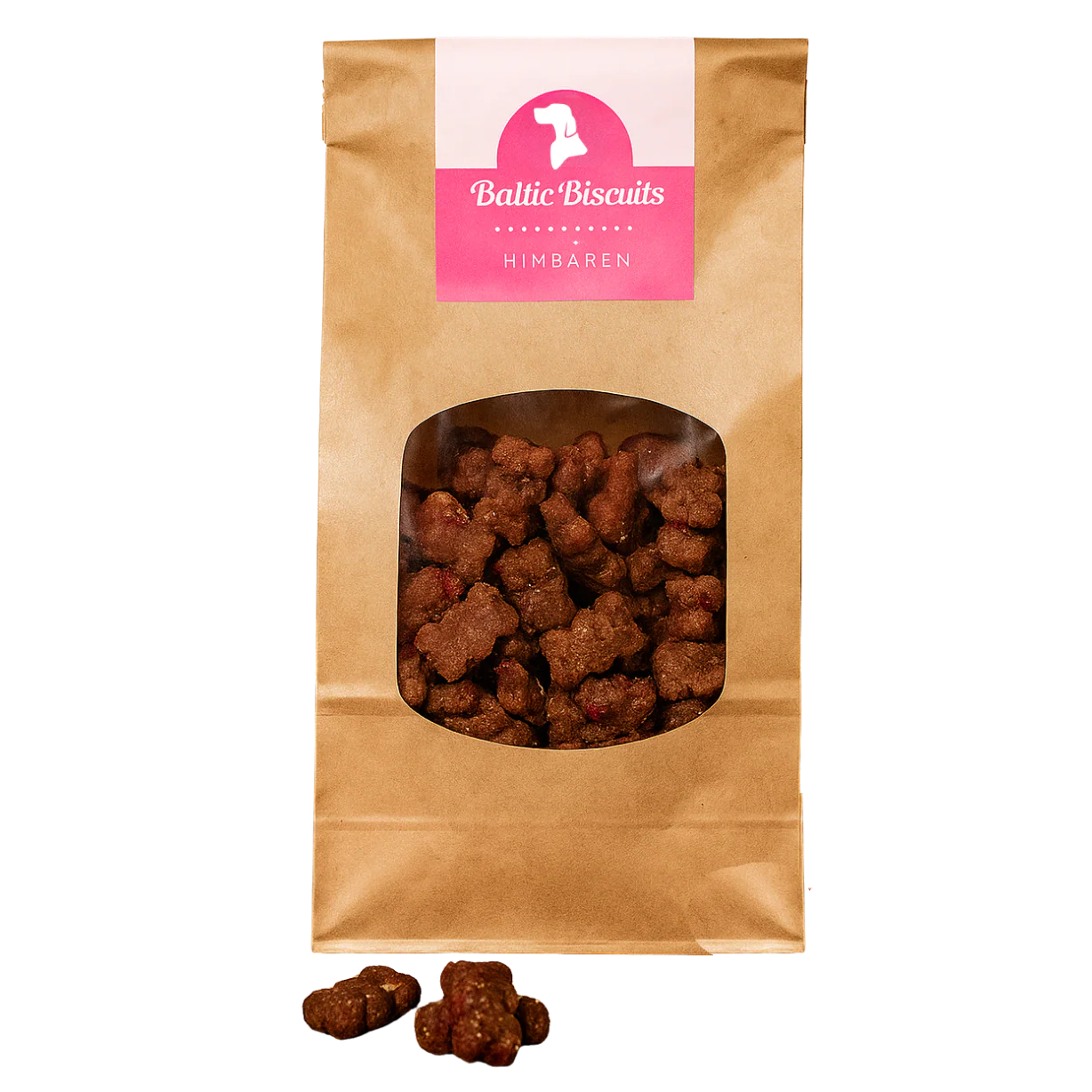 Baltic Biscuits Himbären Hundekekse mit Himbeere in nachhaltiger Papiertüte