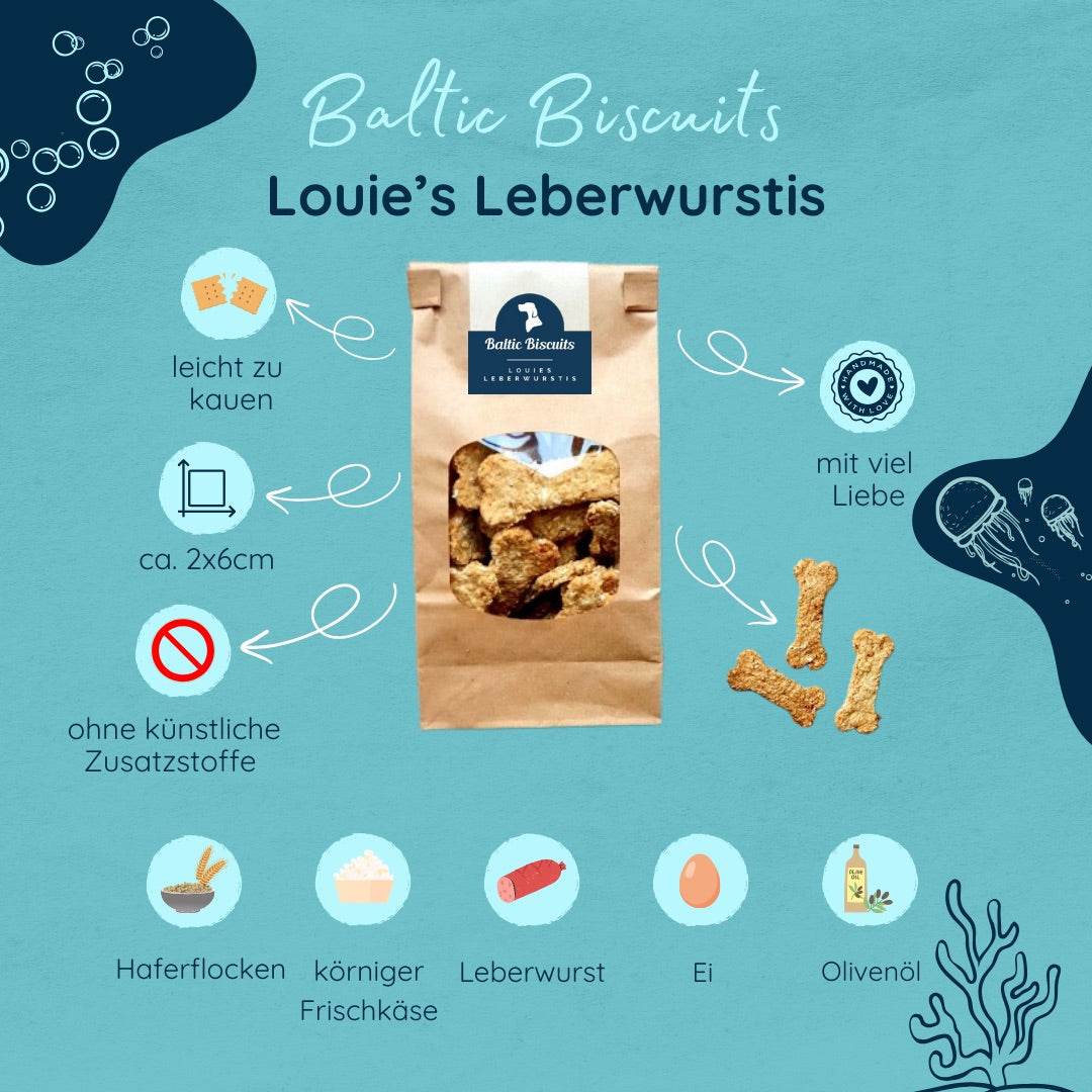 Hundekekse mit Leberwurst | Louies Leberwurstis von Baltic Biscuits Hundekekse mit Leberwurst | Louies Leberwurstis von Baltic Biscuits