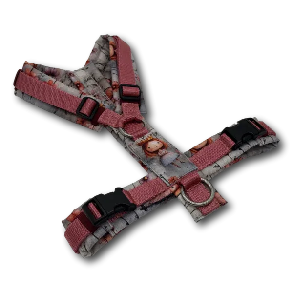 Y-Geschirr Prinzessin Hund in pink mit Prinzessinen-Motiv, ideal für kleine Hunden