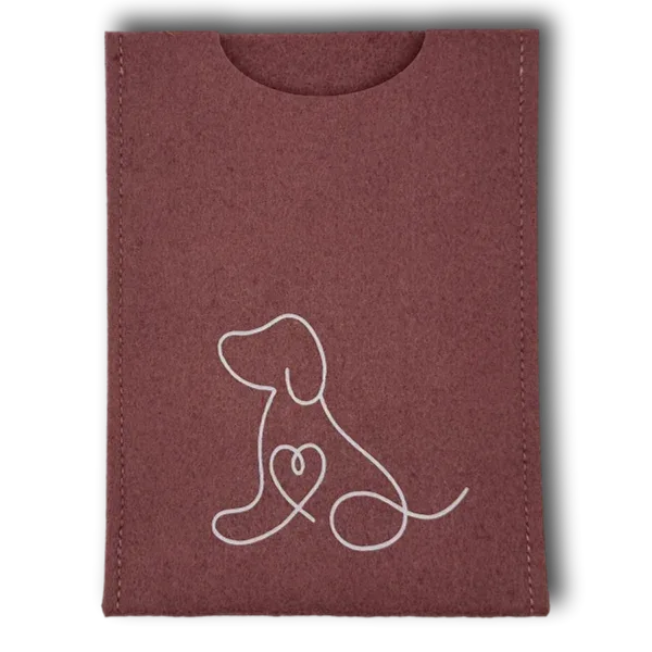 Filzhülle Heimtierausweis rosa hoch – Hund weiß - Beagletuff