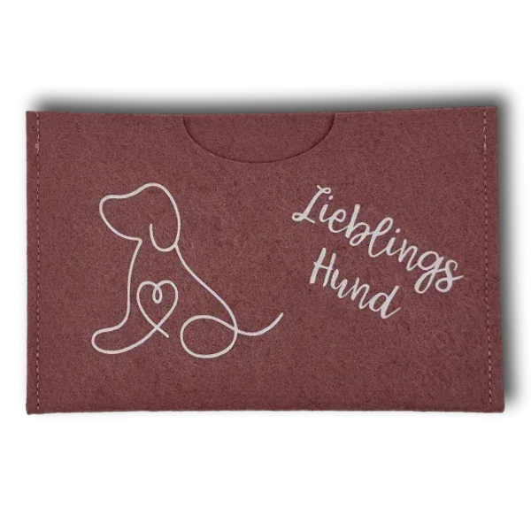 Filzhülle Heimtierausweis dunkelgrau quer – Hund schwarz - Beagletuff