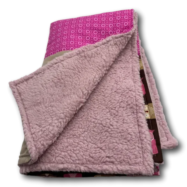 Hunde Kuscheldecke Patchwork Eulen Herz pink beige - Beagletuff