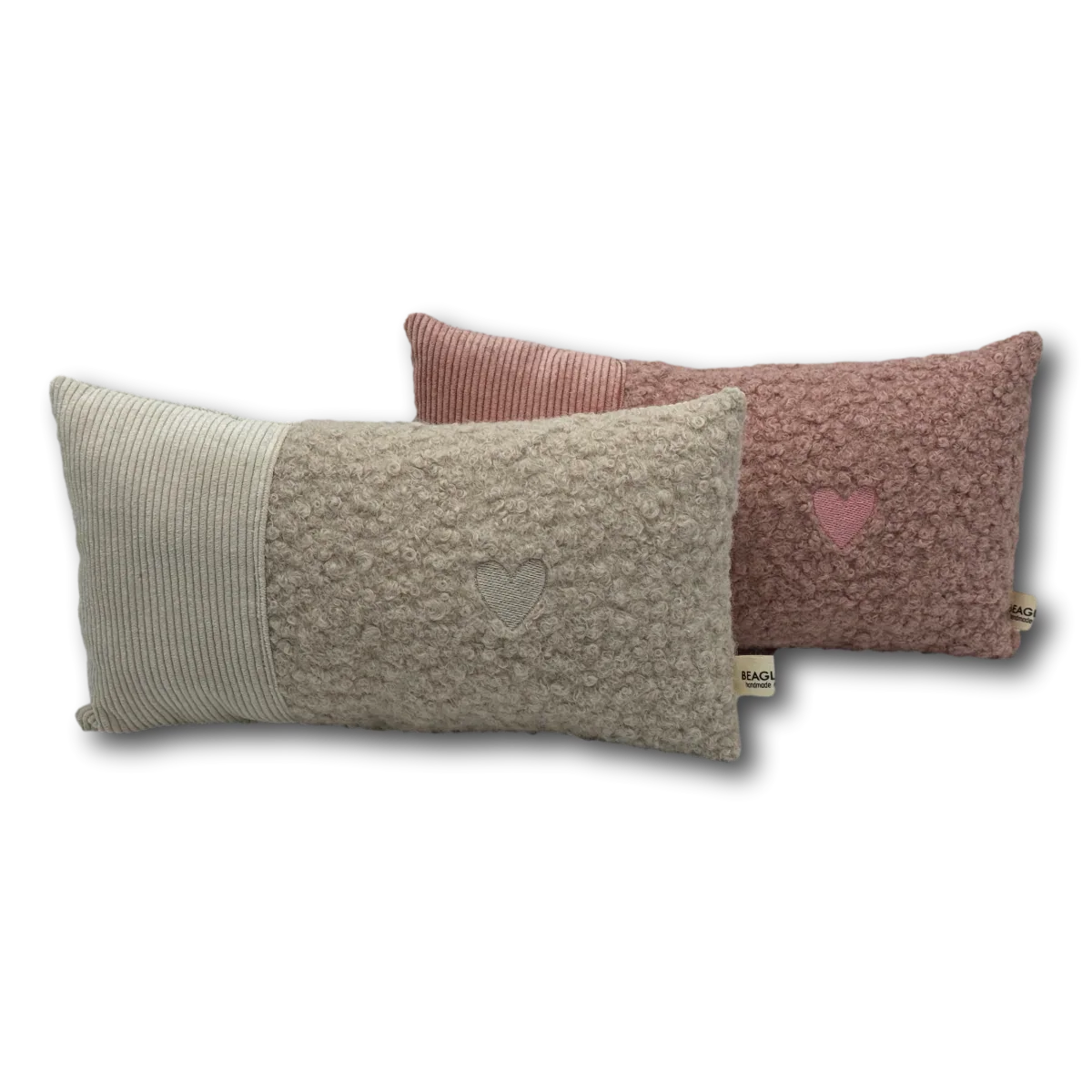 Schmusekissen mit Herz – Bouclé & Cord - Beagletuff